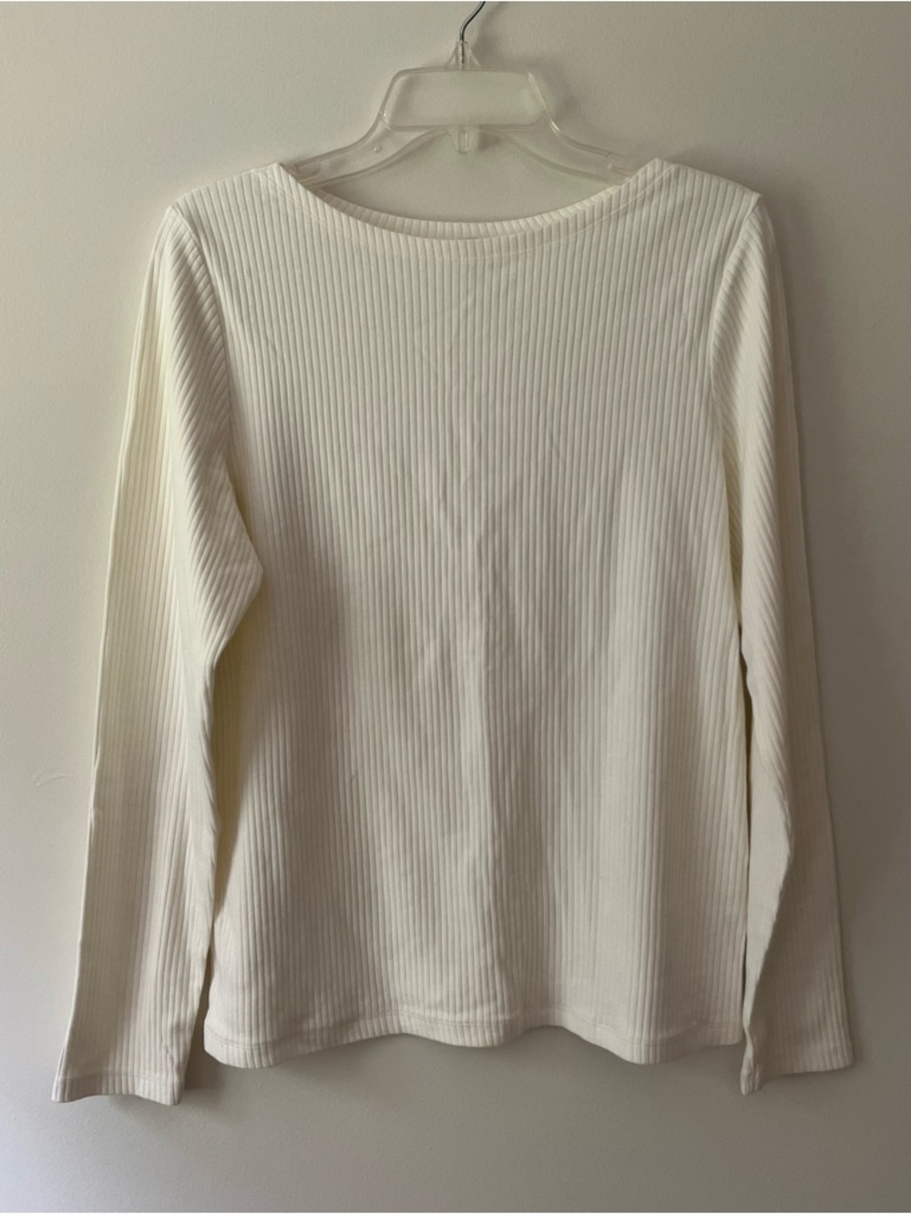 Uniqlo Ribbed Boatneck Long Sleeve Shirt White XL Elevated Basics